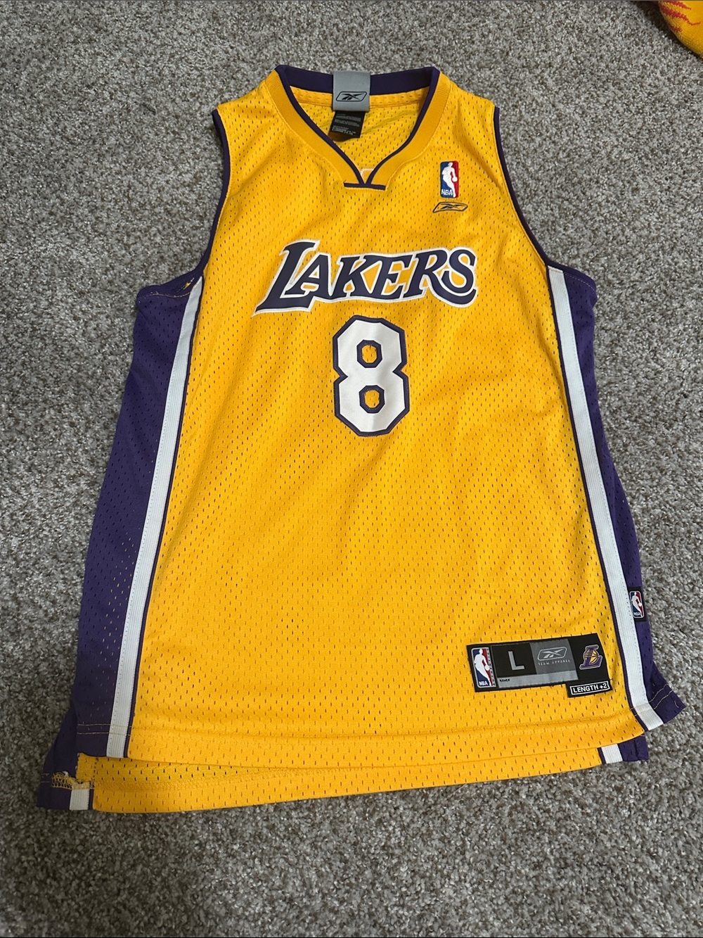 Reebok KIDS Los Angeles Lakers #8 Kobe Bryant Gold and Purple Jersey